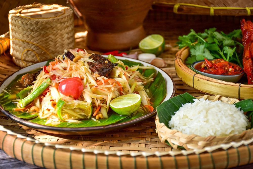 Sticky,Rice,,Papaya,Salad,,Som,Tam,,,Som,Tum,,Thai