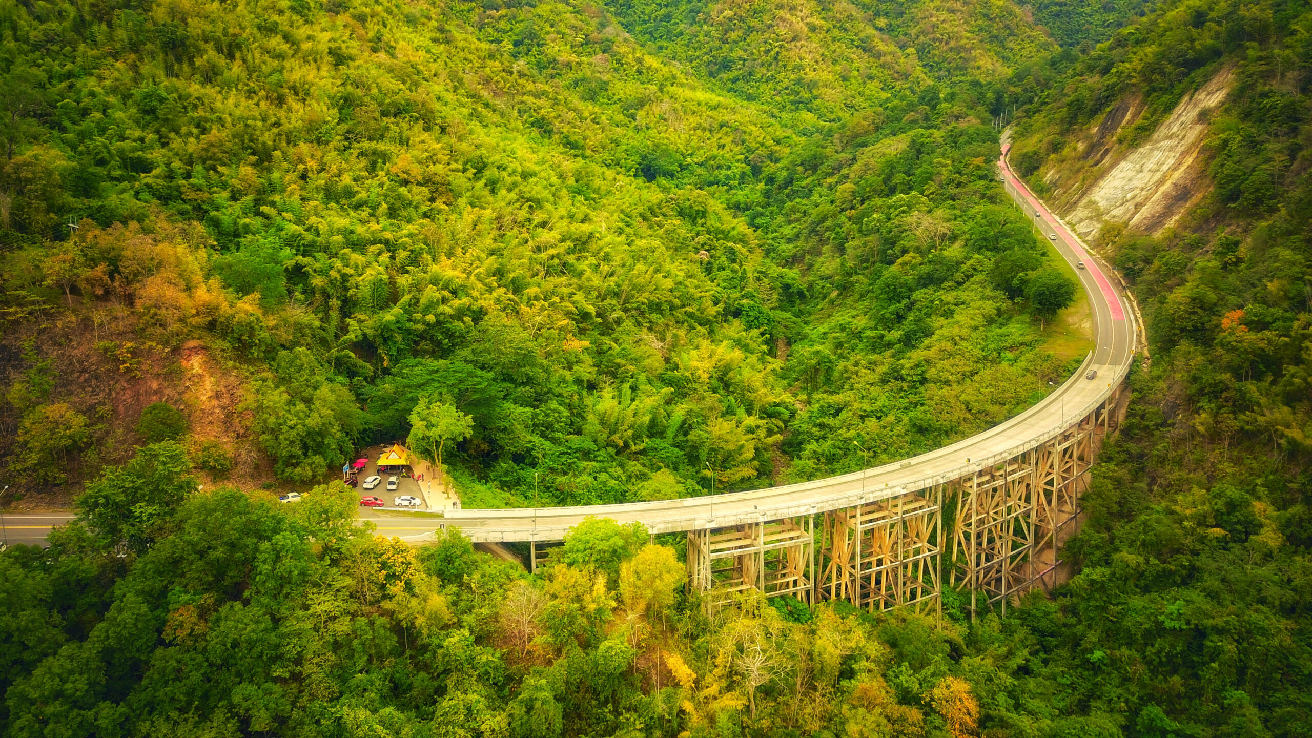 Aerial,View,Unseen,Of,Huay,Tong,Bridge,In,Nam,Nao