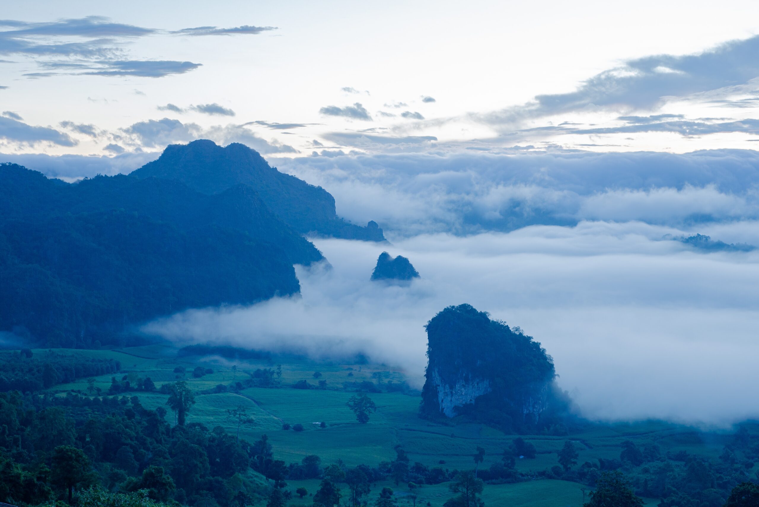 Landscape,View,Sea,Of,Mist,In,Sunrise,Morning,With,Background